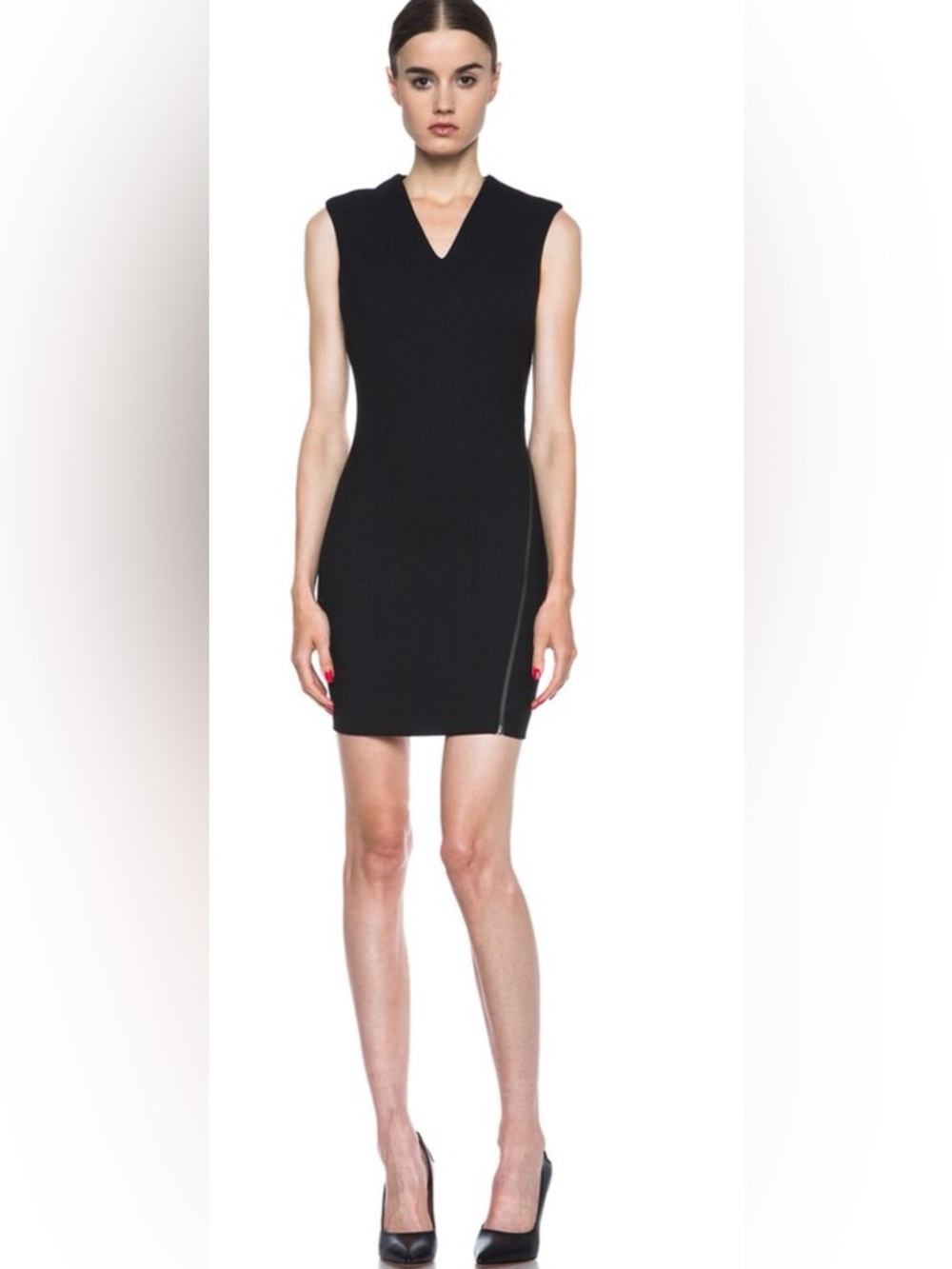 NWT HELMUT LANG Moto Stretch Angle Zipper Poly-Blend Dress Sleeveless Sheath